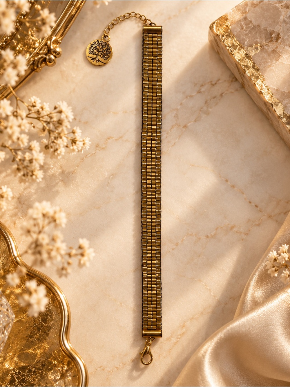 Gold Wide Link Bracelet for Women - Elegant Metal Chain